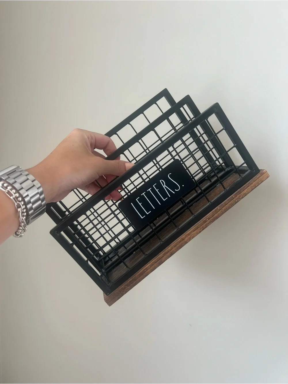 Rae Dunn Black Wire & Wood Letter Holder